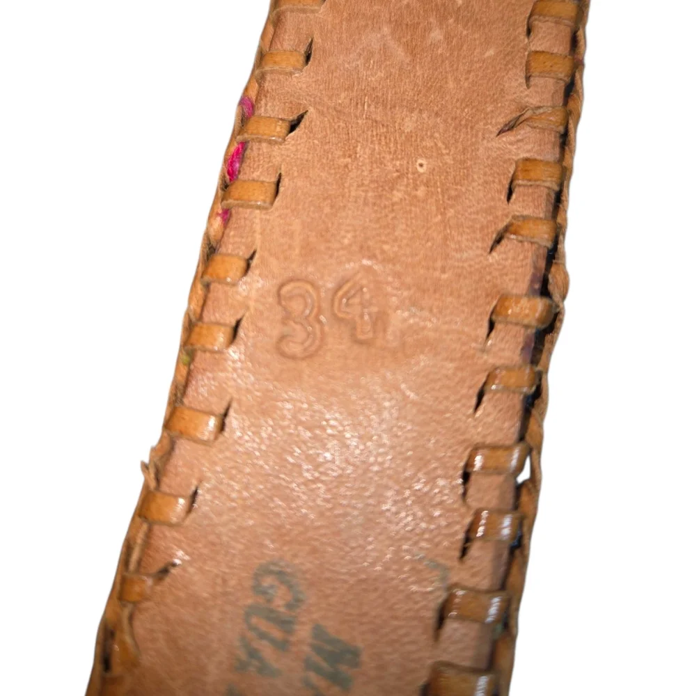 Handmade in Guatemala Multicolored Chevron Cotton & Leather Women's Belt Size 34